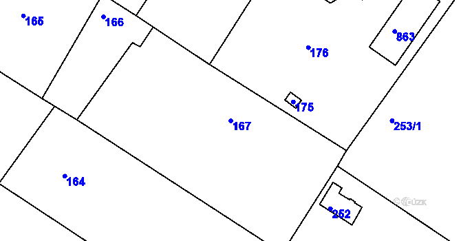 Parcela st. 167 v KÚ Lhota u Dobřan, Katastrální mapa