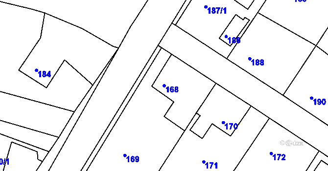 Parcela st. 168 v KÚ Lhota u Dobřan, Katastrální mapa