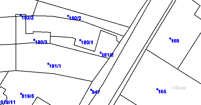 Parcela st. 181/2 v KÚ Lhota u Dobřan, Katastrální mapa