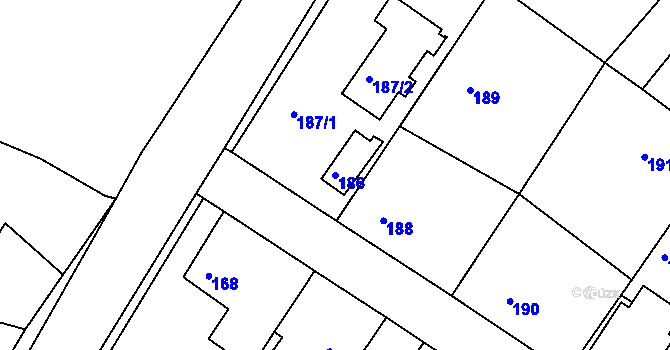 Parcela st. 186 v KÚ Lhota u Dobřan, Katastrální mapa