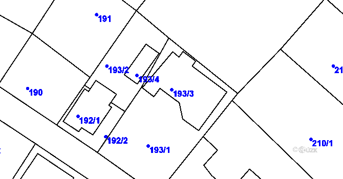 Parcela st. 193/3 v KÚ Lhota u Dobřan, Katastrální mapa