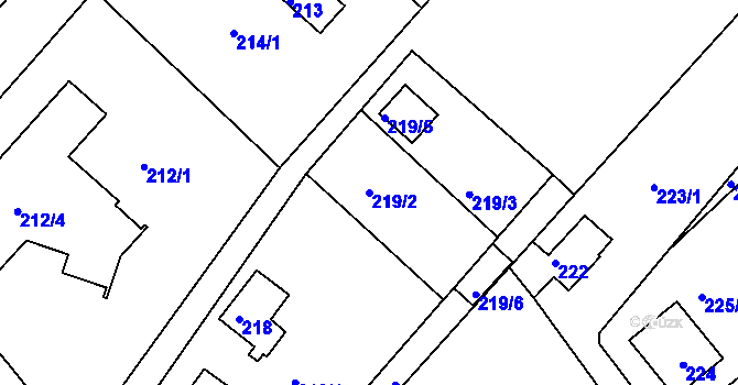 Parcela st. 219/2 v KÚ Lhota u Dobřan, Katastrální mapa