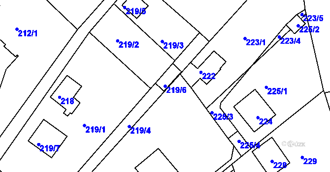 Parcela st. 219/6 v KÚ Lhota u Dobřan, Katastrální mapa