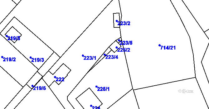 Parcela st. 223/4 v KÚ Lhota u Dobřan, Katastrální mapa