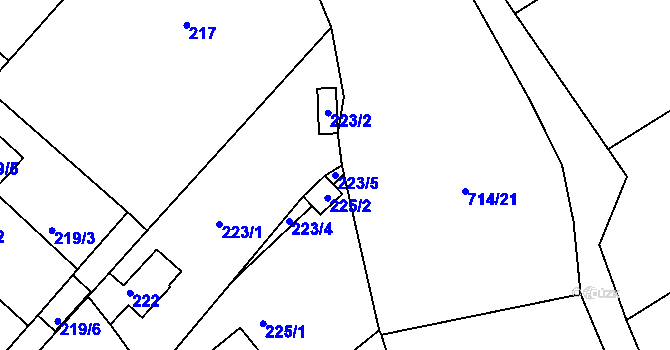 Parcela st. 223/5 v KÚ Lhota u Dobřan, Katastrální mapa