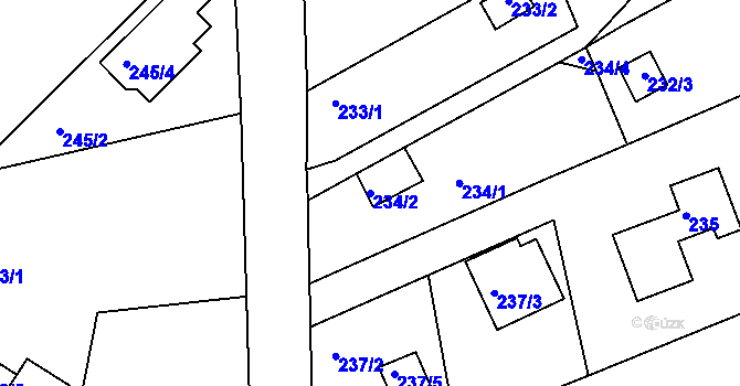 Parcela st. 234/2 v KÚ Lhota u Dobřan, Katastrální mapa