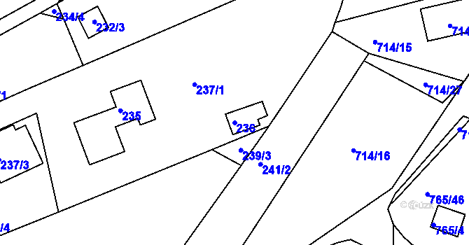 Parcela st. 236 v KÚ Lhota u Dobřan, Katastrální mapa