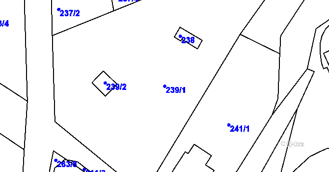 Parcela st. 239/1 v KÚ Lhota u Dobřan, Katastrální mapa