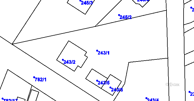 Parcela st. 243/1 v KÚ Lhota u Dobřan, Katastrální mapa