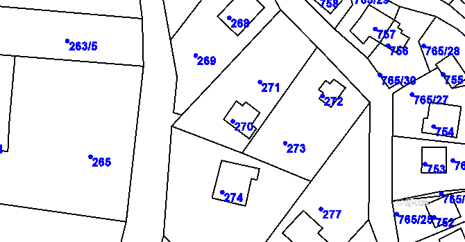 Parcela st. 270 v KÚ Lhota u Dobřan, Katastrální mapa