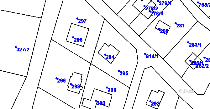 Parcela st. 294 v KÚ Lhota u Dobřan, Katastrální mapa
