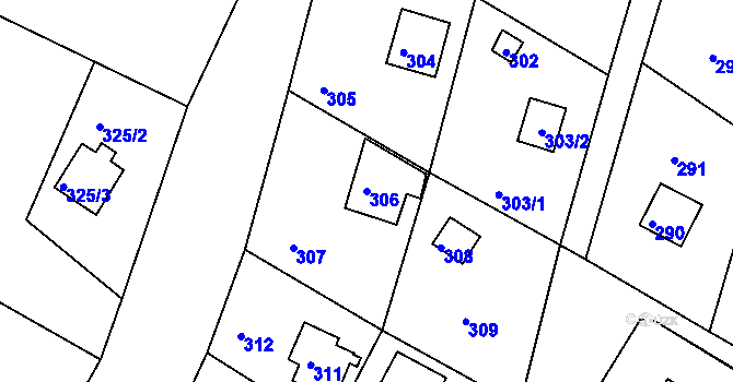 Parcela st. 306 v KÚ Lhota u Dobřan, Katastrální mapa
