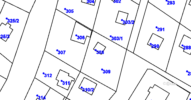 Parcela st. 308 v KÚ Lhota u Dobřan, Katastrální mapa