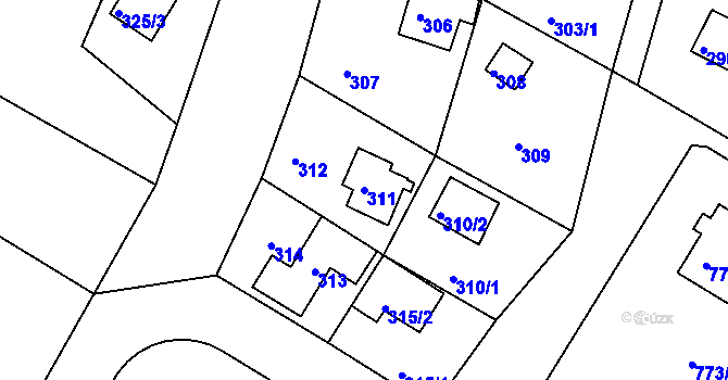 Parcela st. 311 v KÚ Lhota u Dobřan, Katastrální mapa
