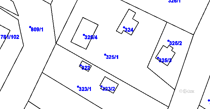 Parcela st. 325/1 v KÚ Lhota u Dobřan, Katastrální mapa
