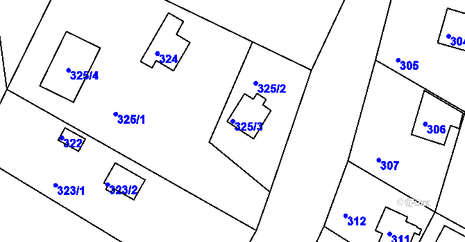 Parcela st. 325/3 v KÚ Lhota u Dobřan, Katastrální mapa