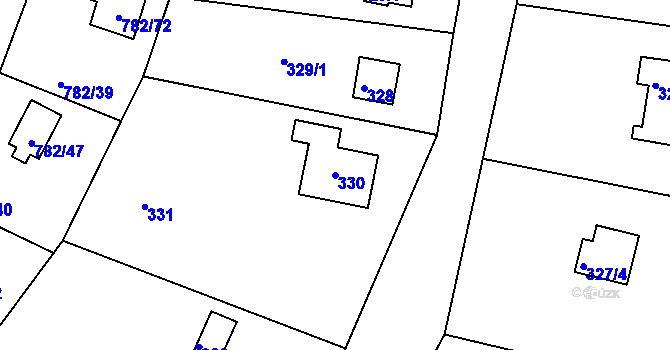 Parcela st. 330 v KÚ Lhota u Dobřan, Katastrální mapa
