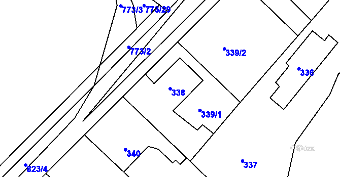 Parcela st. 338 v KÚ Lhota u Dobřan, Katastrální mapa