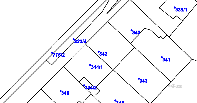 Parcela st. 342 v KÚ Lhota u Dobřan, Katastrální mapa