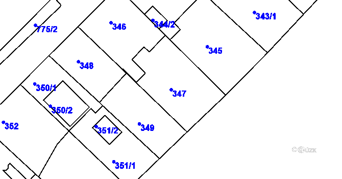 Parcela st. 347 v KÚ Lhota u Dobřan, Katastrální mapa