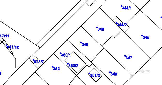 Parcela st. 348 v KÚ Lhota u Dobřan, Katastrální mapa