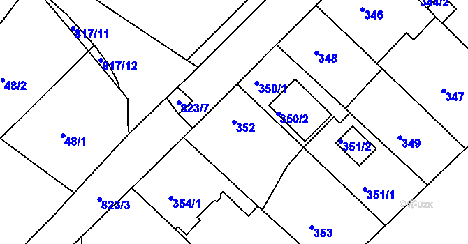 Parcela st. 352 v KÚ Lhota u Dobřan, Katastrální mapa