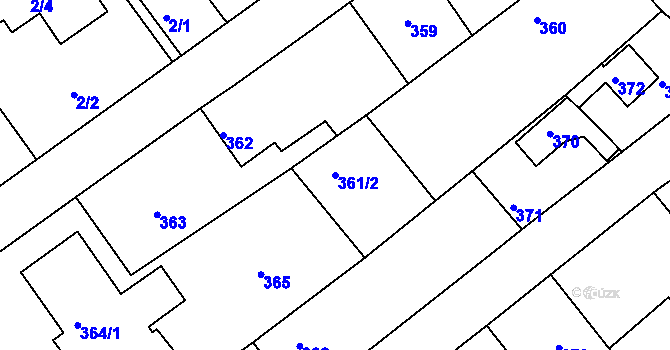 Parcela st. 361/2 v KÚ Lhota u Dobřan, Katastrální mapa