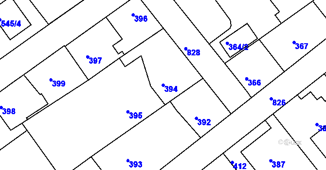 Parcela st. 394 v KÚ Lhota u Dobřan, Katastrální mapa