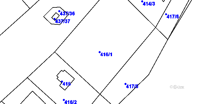 Parcela st. 416/1 v KÚ Lhota u Dobřan, Katastrální mapa