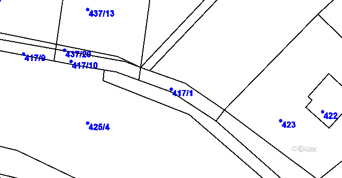 Parcela st. 417/1 v KÚ Lhota u Dobřan, Katastrální mapa