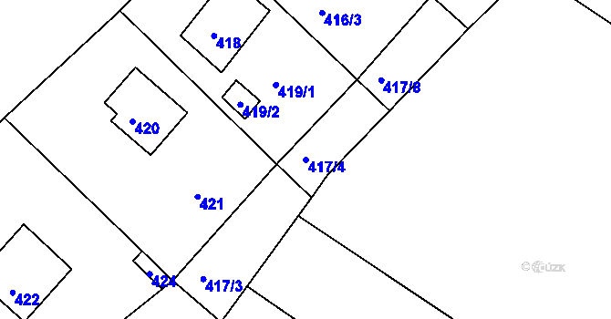 Parcela st. 417/4 v KÚ Lhota u Dobřan, Katastrální mapa