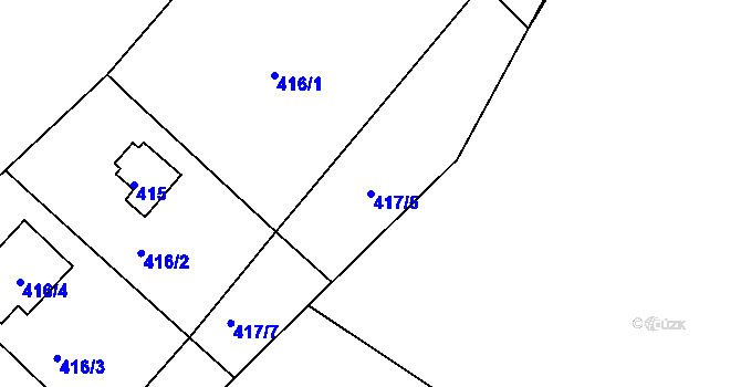 Parcela st. 417/5 v KÚ Lhota u Dobřan, Katastrální mapa