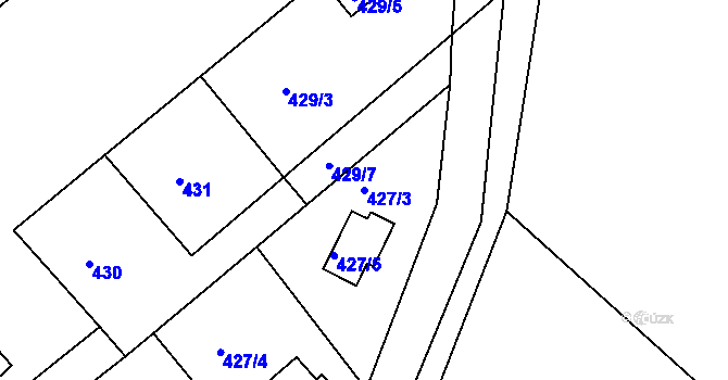 Parcela st. 427/3 v KÚ Lhota u Dobřan, Katastrální mapa