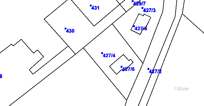 Parcela st. 427/4 v KÚ Lhota u Dobřan, Katastrální mapa