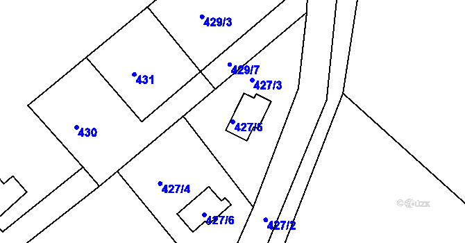 Parcela st. 427/5 v KÚ Lhota u Dobřan, Katastrální mapa