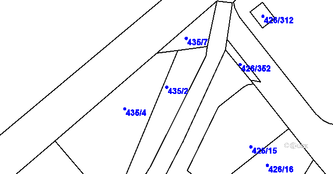 Parcela st. 435/2 v KÚ Lhota u Dobřan, Katastrální mapa