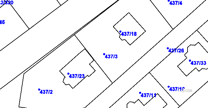 Parcela st. 437/3 v KÚ Lhota u Dobřan, Katastrální mapa