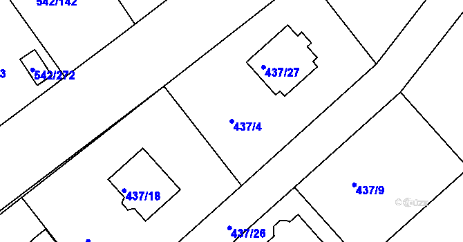 Parcela st. 437/4 v KÚ Lhota u Dobřan, Katastrální mapa