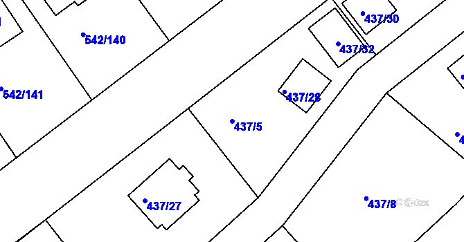 Parcela st. 437/5 v KÚ Lhota u Dobřan, Katastrální mapa
