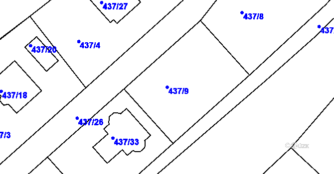 Parcela st. 437/9 v KÚ Lhota u Dobřan, Katastrální mapa