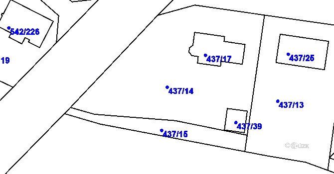 Parcela st. 437/14 v KÚ Lhota u Dobřan, Katastrální mapa