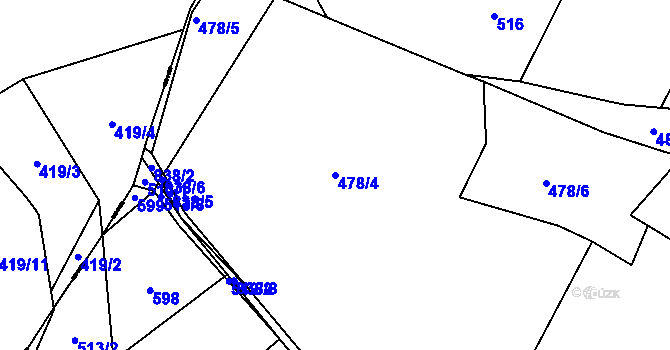 Parcela st. 478/4 v KÚ Lhota u Dobřan, Katastrální mapa