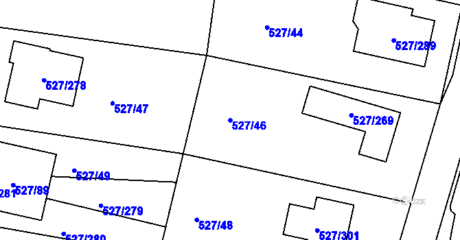 Parcela st. 527/46 v KÚ Lhota u Dobřan, Katastrální mapa