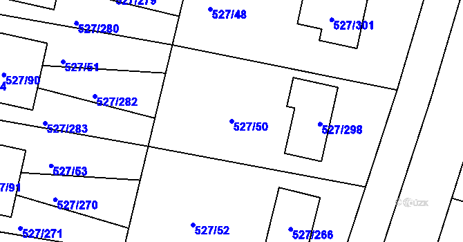 Parcela st. 527/50 v KÚ Lhota u Dobřan, Katastrální mapa
