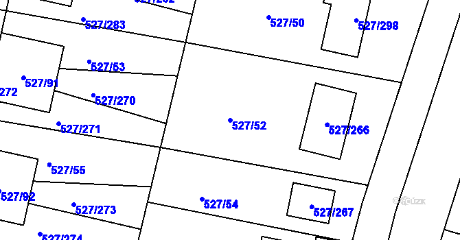 Parcela st. 527/52 v KÚ Lhota u Dobřan, Katastrální mapa