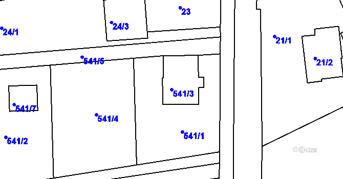 Parcela st. 541/3 v KÚ Lhota u Dobřan, Katastrální mapa