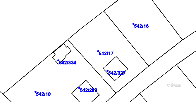 Parcela st. 542/17 v KÚ Lhota u Dobřan, Katastrální mapa