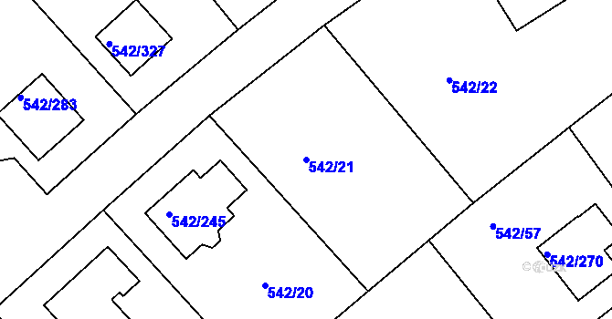 Parcela st. 542/21 v KÚ Lhota u Dobřan, Katastrální mapa