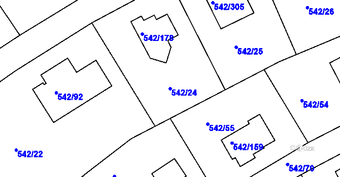 Parcela st. 542/24 v KÚ Lhota u Dobřan, Katastrální mapa
