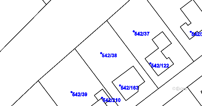 Parcela st. 542/38 v KÚ Lhota u Dobřan, Katastrální mapa